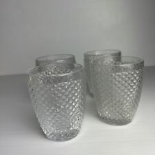 Vintage Heavy Crosshatch Glass Tumblers Whisky Highball Entertaining picture