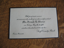 vtg 1922 Death Funeral Announcement Card President Frank Stone Benson Mn SWIFT picture