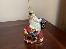 Saint Nick With Reindeer Hand blown glass Christmas Ornament picture