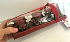 NEW Pier 1 RED 3 VOTIVE CANDLE BOXED Gift SET Apple Cinnamon BERRY WREATHS  a picture