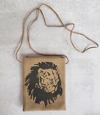 Vintage Nairobi Kenya Male Lion Mane Africa Souvenir Suede Bag Pouch 1970's picture