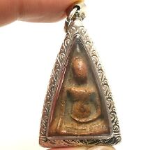 PHRA NANGPHAYA THAI ANTIQUE REAL POWERFUL BUDDHA LUCKY RICH HAPPY AMULET PENDANT picture