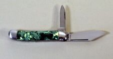 Vintage Emerald Green and Yellow Celluloid  Folding Pocket Knife by Hammer Brand picture