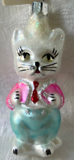 Christopher Radko early vintage SHY KITTEN ornament, 89-066-0, New w/tag picture