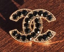 1 Chanel Shank Button, 22mm, Black Crystal & Gold Designer Button picture