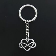 Heart Infinity Pendant 22x27mm Antique Silver Keychain Ring Holder Jewelry Gift picture