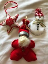 Set of 3 Vintage, Handmade, Felt, Embroidered Christmas Ornaments picture