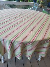 Round Striped Tablecloth Pink/green striped cotton 68