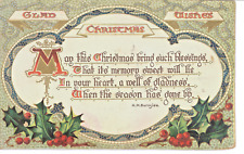 Tucks Postcard  Christmas Embossed   Burnside Poem 1909 Kansas City Postmark picture