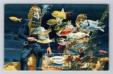 CA-California, Marineland, Diver in Oceanarium Tank, Vintage Postcard picture