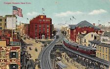 Cooper Square Elevated Railroad New York City 1910s postcard picture