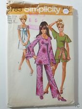 Simplicity 8783 Vintage 1970 Dress Top Shorts & Pants Sewing Pattern Size 13-14 picture