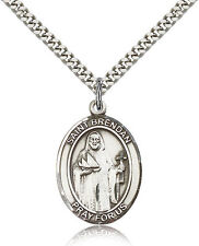 Saint Brendan The Navigator Medal For Men Women Sterling Silver Necklace picture