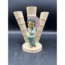 Vintage Erphila Germany Bamboo Finger Vase with Asian Girl with Umbrella picture