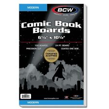 100 BCW Comic Book Boards Modern Current Size 24 Pts Archival Safe Storage Back picture