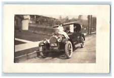 c1910's Little Girl Sitting On Car California CA RPPC Photo Antique Postcard picture