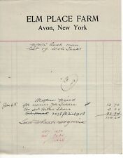 Circa 1910/1920, Invoice/Statement Elm Place Farm, Avon, New York, Repairs, Etc. picture
