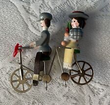 Vtg 1983 Kurt Adler Tandem Bicycle Wooden Couple Christmas Ornament 4” picture