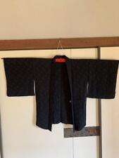 Black Haori With Background Pattern, Antique, Stylish, Same-Fabric Linen Japan picture