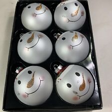 Snowman Ornaments Box Of 6 Jolly Carrot Nose Glitter READ picture