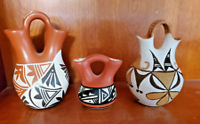 LOT OF 3 HANDMADE NATIVE AMERICAN POTTERY VASES picture