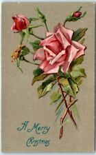 Postcard - A Merry Christmas with Roses Art Print picture