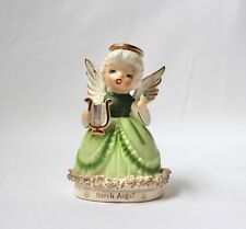 Vintage March Angel Birthday Irish Harp St Patrick Ceramic Figurine - DAMAGED picture
