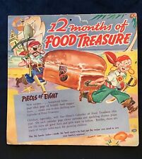 Antique 1939 Food Treasure Recipes Calendar, Complete & Clean, Cookbook picture