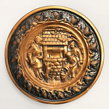 Vintage Copper Decorative Plate Family at Well Scene Wall Hanging Coppercraft picture