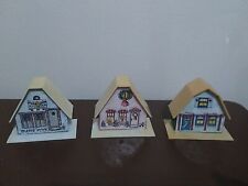 Set of 9 Vintage Christmas Alpine Village Plastic Church & Cottages Light Covers picture
