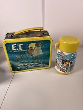 Vintage 1982 E.T. The Extra Terrestrial metal lunch box set by Aladdin & Thermos picture