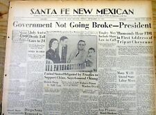 1937 newspaper PRESIDENT FRANKLN ROOSEVELT says US GOVERNMENT is NOT GOING BROKE picture