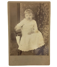 SHEFFIELD, ILLINOIS 1880s Young Girl Victorian Cabinet Card Large Back Art picture