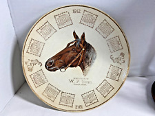 1912 W. P. Yoho Thoroughbred Horse/Floral Designed Calendar Plate W/Gold Trim picture