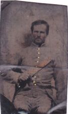 Tintype Photo Armed Confederate Civil War Soldier Holding Huge Bowie Knife picture