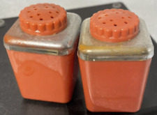 Sterilite Salt And Pepper Orange Shaker Set  Vintage  Plastic picture