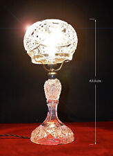 Rare art deco C-1940s finest cut-glass table lamp scallop- rimmed mushroom shade picture