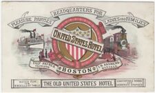 United States Hotel Boston Massachusetts 1880s Rare American Chromo Trade Card picture