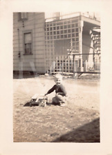 1930s Original Photo Baby Boy Playing With Mini Truck At The Backyard 1A5 picture