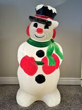 Vintage Grand Venture Snowman Christmas Green Scarf Lighted Blow Mold 30” picture