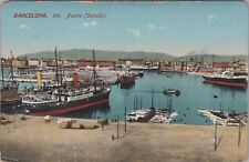 MR ALE PC Barcelona Puerto Ships Dock Mountains UNP c1910s B1625 picture