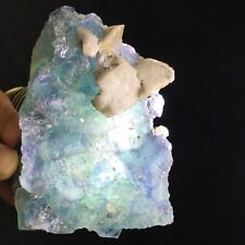 368g Stunning Bicolor Fluorite Yellow Calcite Flower Crystal Cluster Mineral picture