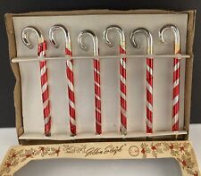 6 Vintage Mercury Glass Christmas Candy Cane Ornaments ~ Red Striped ~ OLD WORLD picture