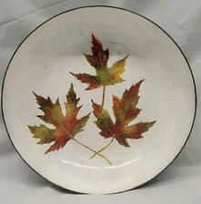 Enamel On Copper Bowl With Maple Leafs Hand Painted Signed Eastman picture