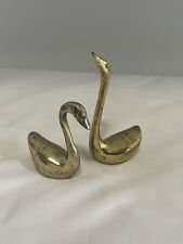 Vintage Brass Swan Ducks Geese Set Of 2 Figurines Korea picture