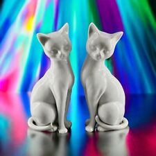 Pair 2 Vintage Otagiri Japan White Porcelain Kitty Cat Statues Figurines As Is picture