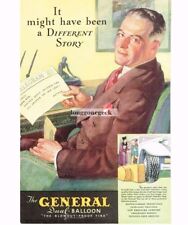 1935 General Tire Man Reading Telegram Safe Arrival art Vintage  Print Ad picture
