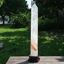 53.24LB Top+ Natural White Quartz Obelisk Carved Crystal Tower Wand Reiki.XA6817 picture