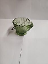 Vintage EUC Green Glass Ashtray With Metal Handle Bale picture