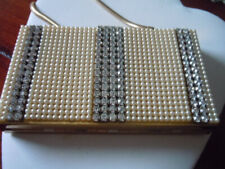 Vintage faux pearl & clear rhinestone compact carry all picture